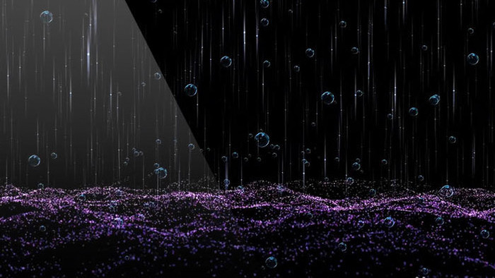 紫色粒子暗黑穿越气泡雨舞台背景视频