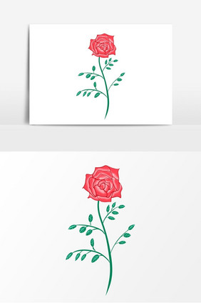 手绘清新玫瑰花朵元素