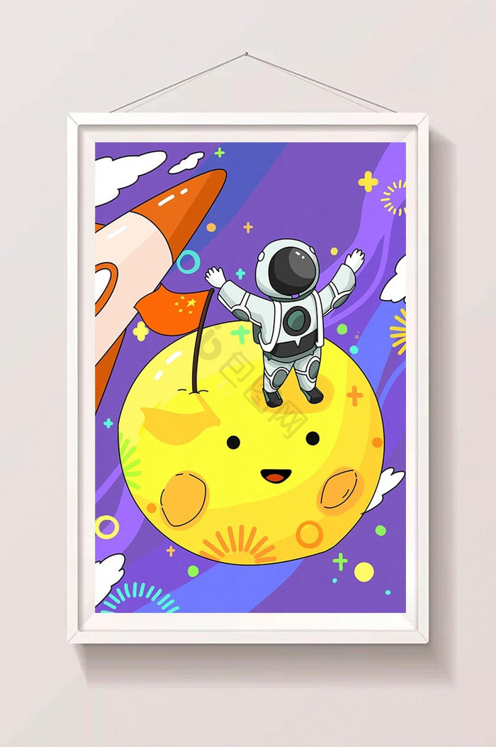 人类月球日登月日宇航员插画图片