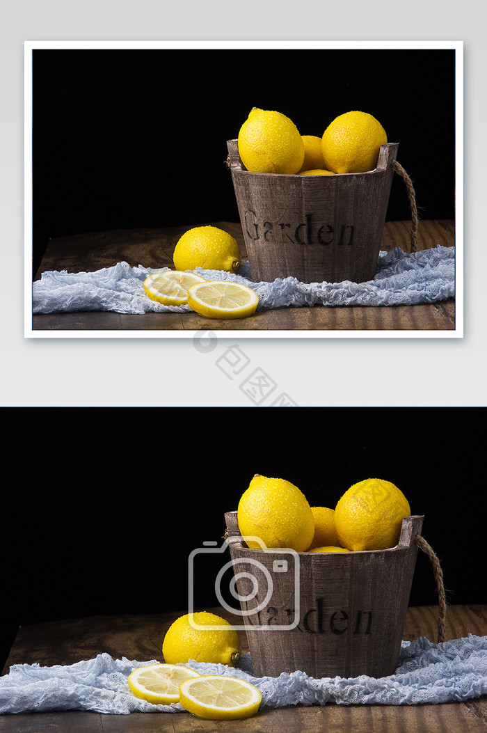 暗调新鲜柠檬水果摄影图片