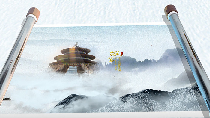 卷轴动画水墨中国风开场照片展示AE模板