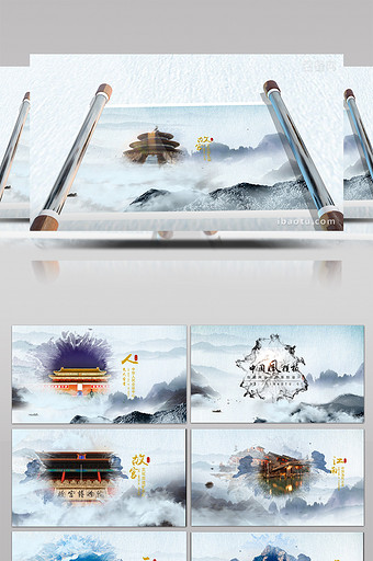 卷轴动画水墨中国风开场照片展示AE模板图片