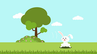 兔子野外发现猛兽快速逃跑动画gif