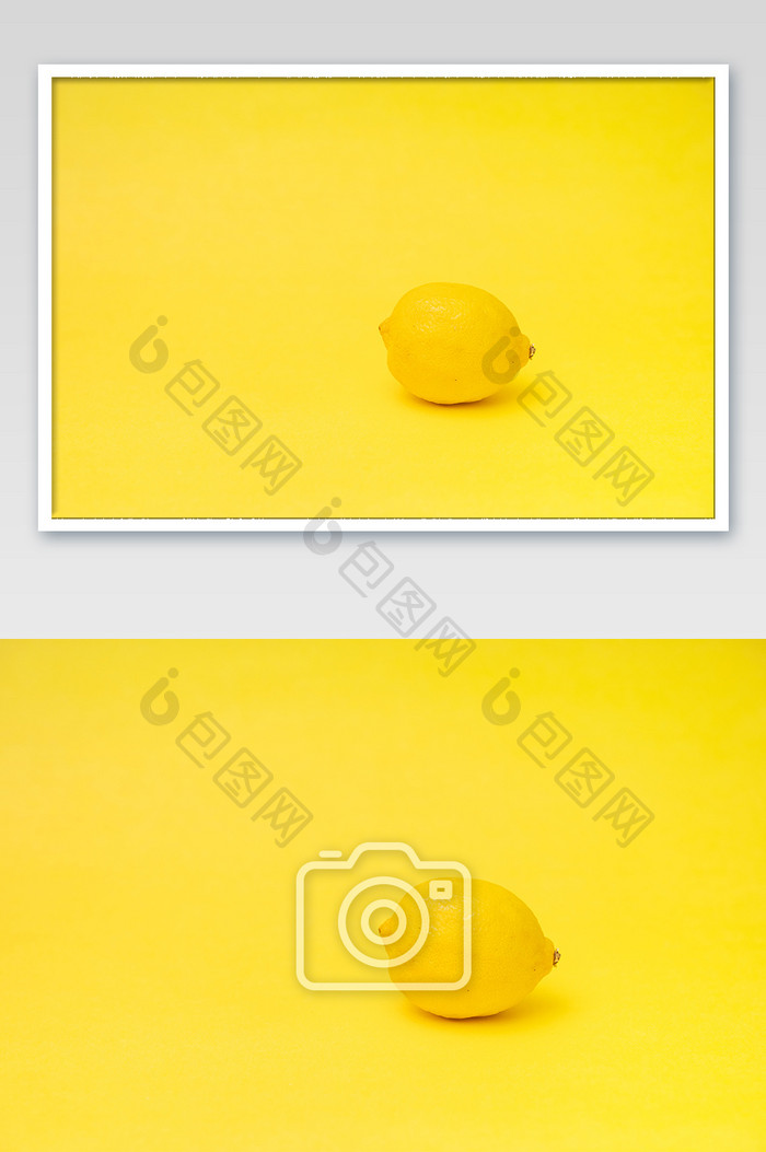 黄色背景时尚柠檬摆拍营养摄影图