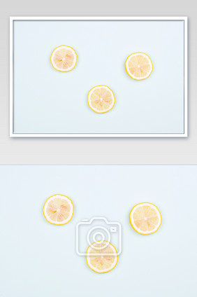 柠檬片小清新创意色彩背景摄影图片