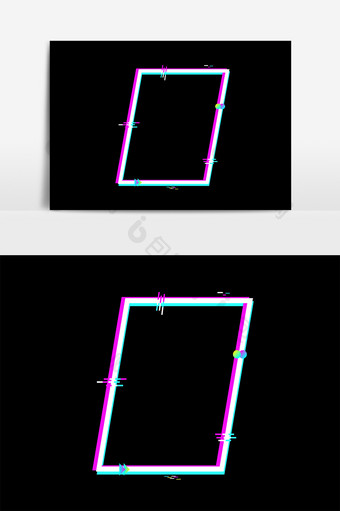 卡通抖音风故障风菱形边框矢量元素图片