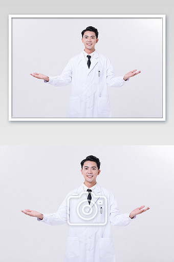男性医生形象双手打开动作摄影图片下载