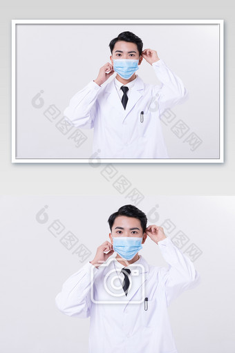 男医生戴口罩动作摄影图片