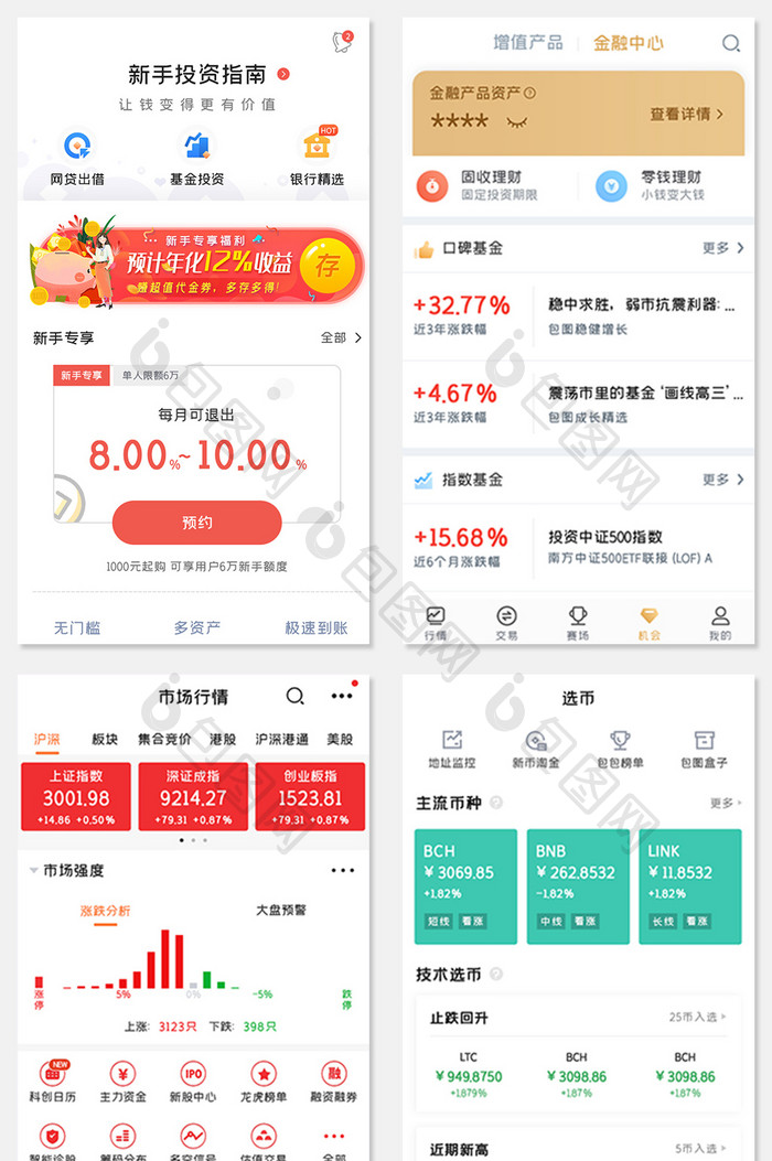 比特币APP市场UI移动界面APP套图