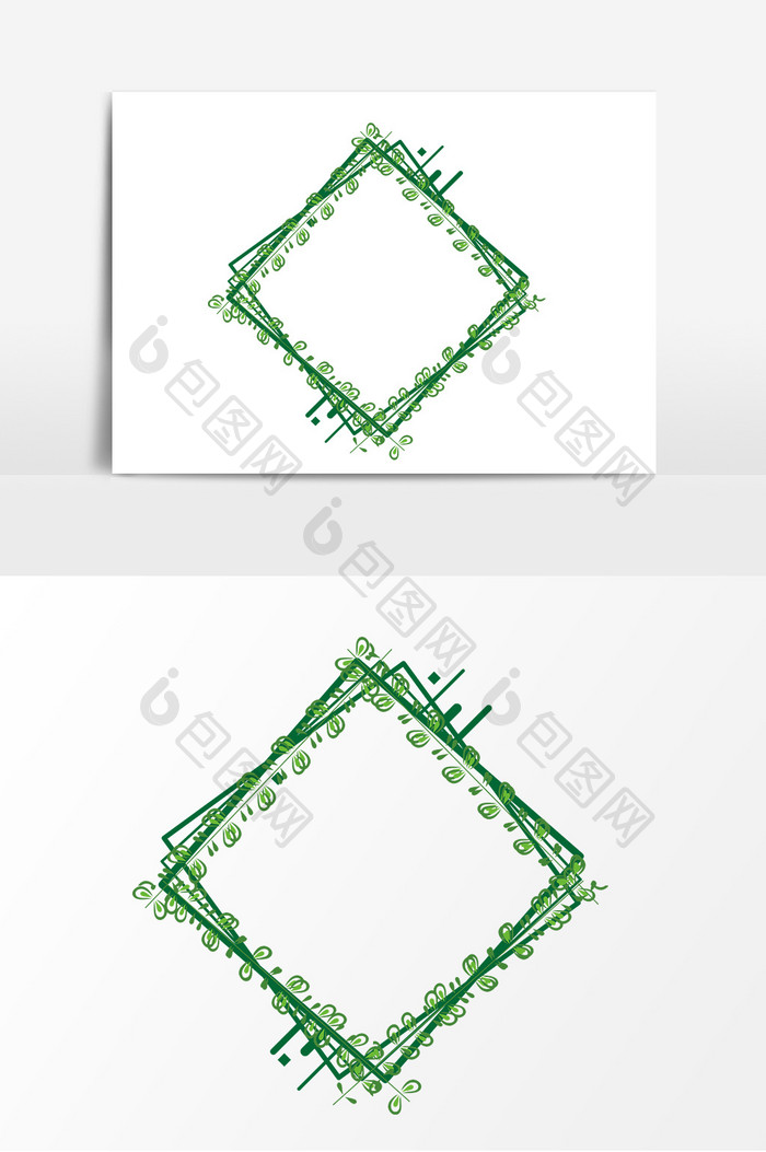 手绘矢量线条植物手账边框元素设计