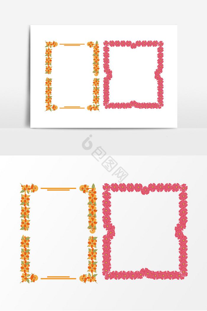 花儿形状线条手账边框图片