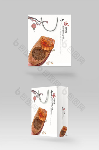 创意简约中国风中秋节月饼礼盒包装手提袋图片