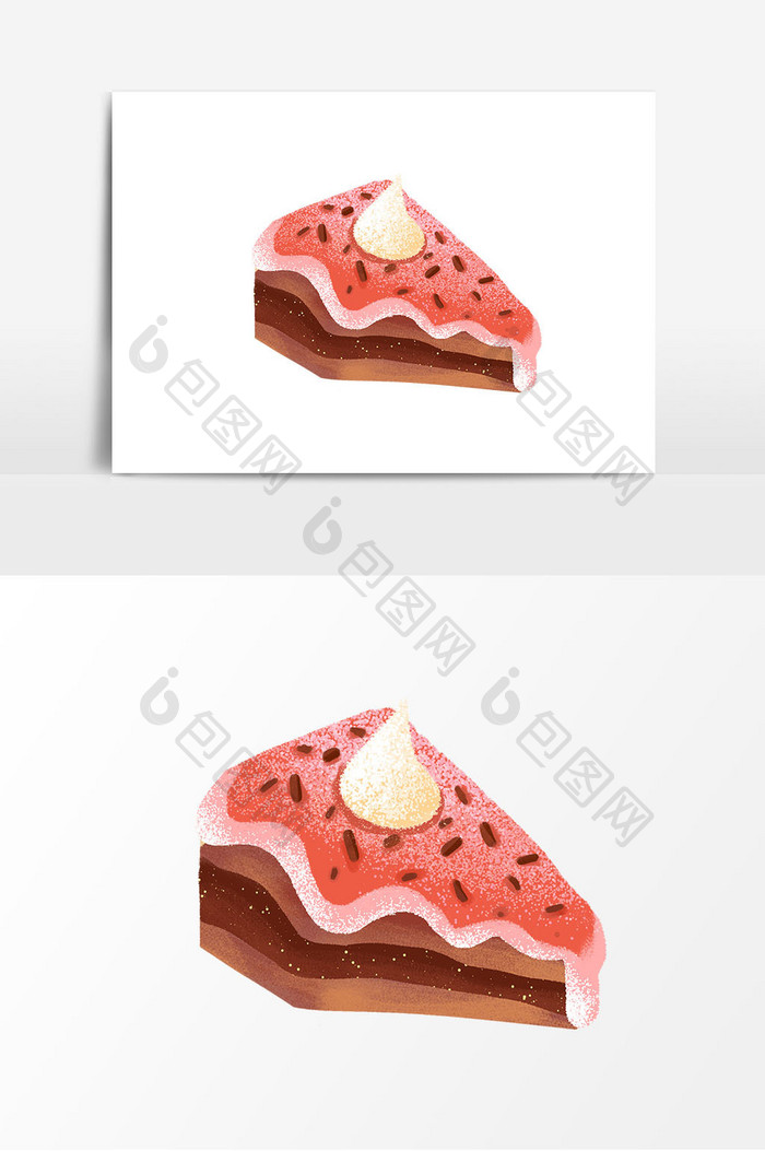 手绘草莓三角蛋糕元素
