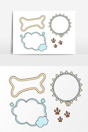 卡通可爱手账宠物边框元素