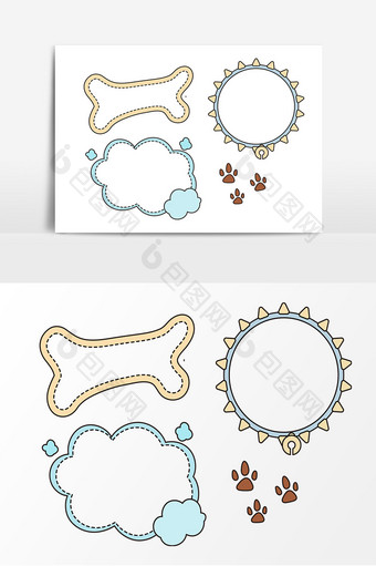 卡通可爱手账宠物边框元素图片