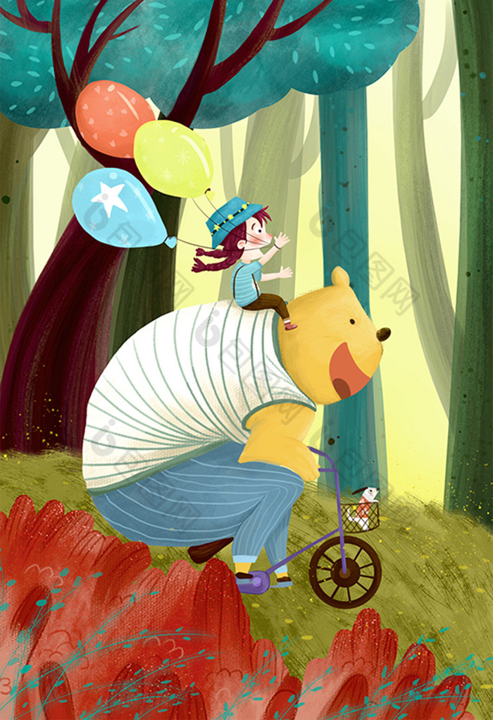 郊游儿童插画图片