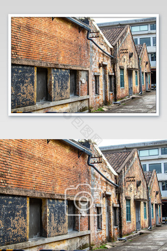 广州艺术创意红砖厂红砖房子摄影图图片