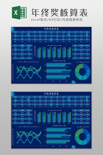 大数据年终奖核算表Excel模板图片