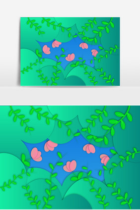 剪纸风格丛林可爱花朵装饰元素矢量AI