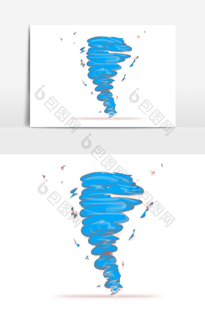 手绘蓝色卡通台风矢量游戏台风元素AI炫酷