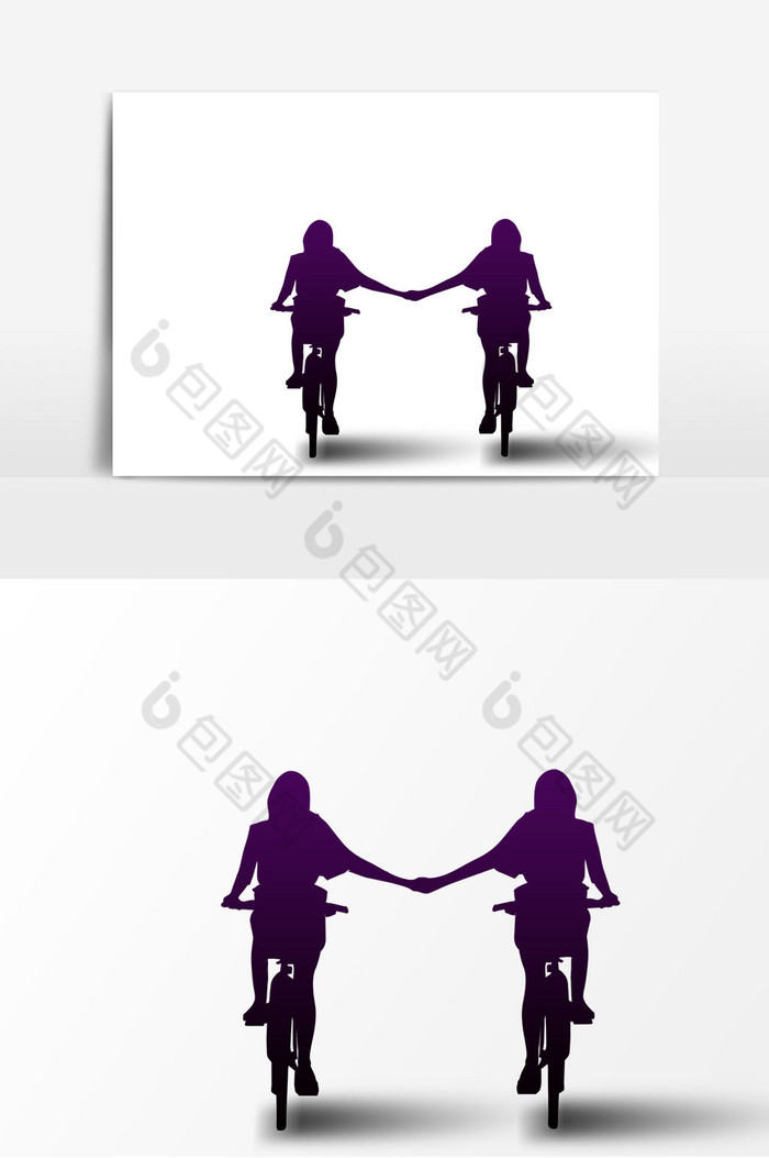 手牵手骑自行车情侣装饰图片图片