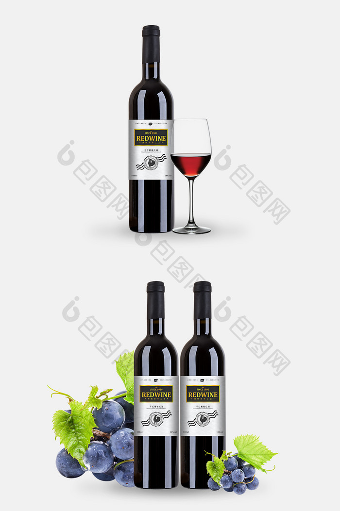 简约大气欧式图案葡萄酒红酒包装设计