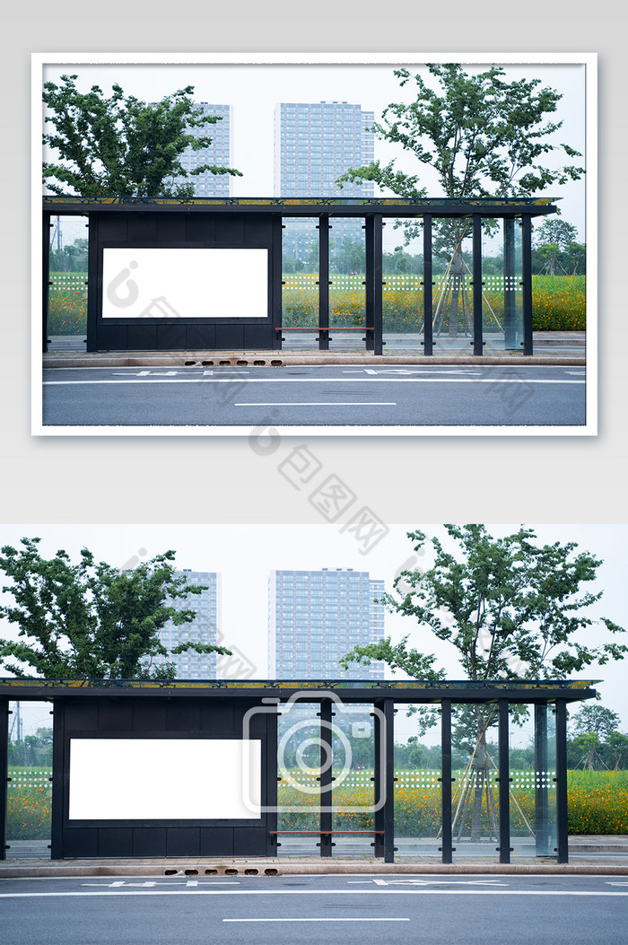 公交站空白广告宣传摄影图图片图片