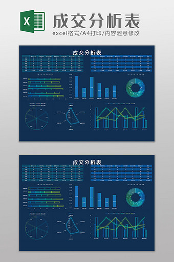 成交分析表科技可视化Excel模板图片