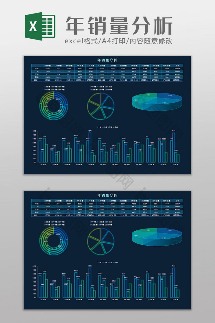 年销量分析科技可视化Excel模板