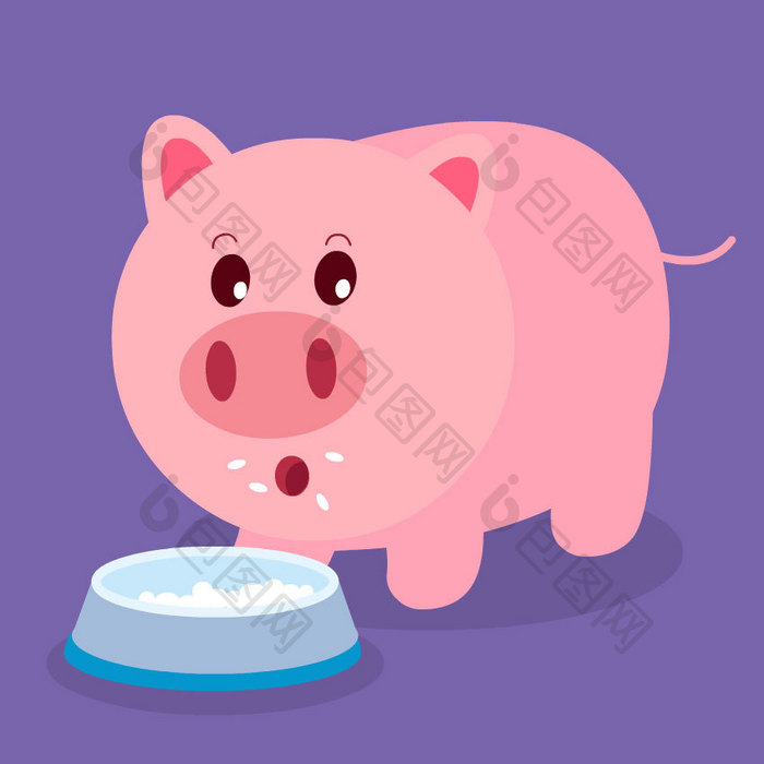 卡通吃货猪舔舔嘴巴的米粒动图GIF