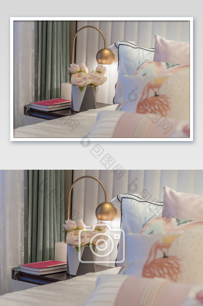 温馨浪漫的公主房床头家居软装特写摄影图