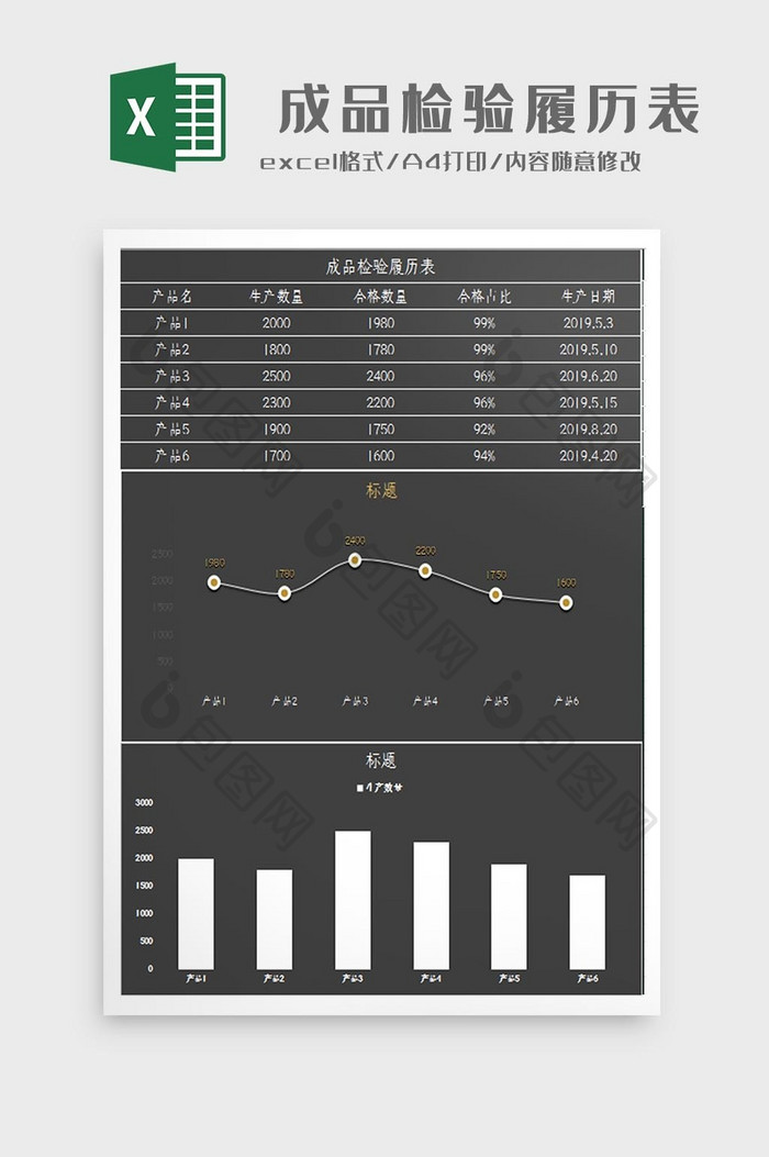 简约成品检验履历表Excel模板