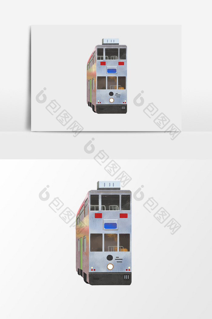 香港双层巴士插画元素