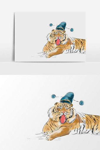 凶猛老虎插画元素图片