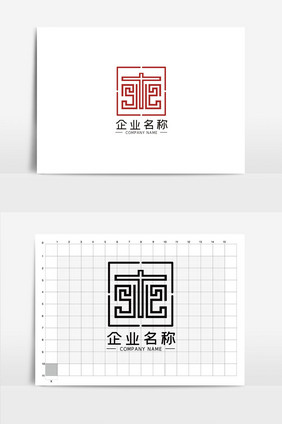 简约回形纹柬字LOGOVI模板