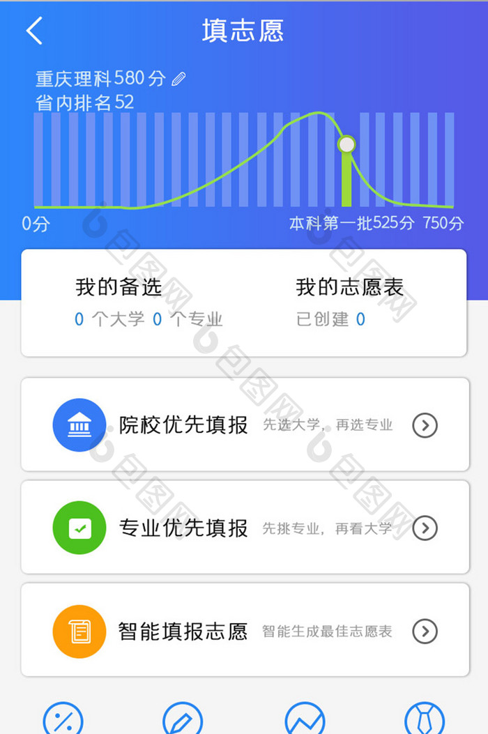 填志愿APP主页UI移动界面