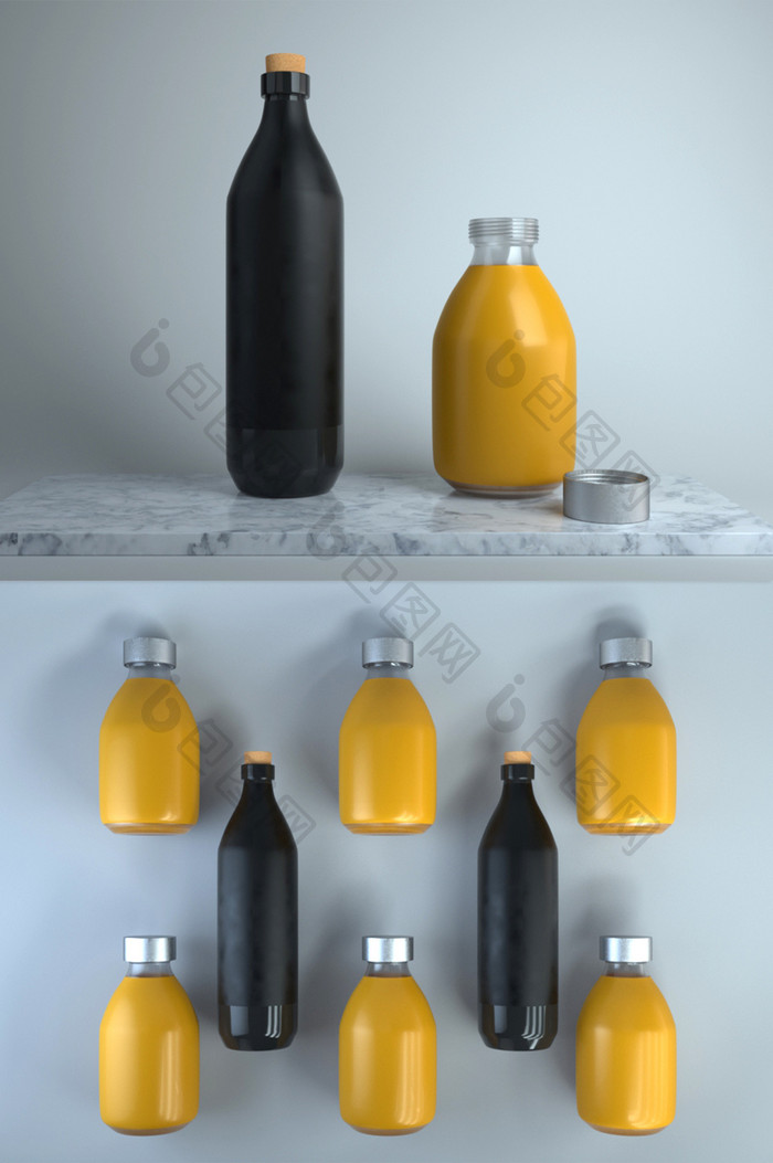 酒瓶饮料瓶玻璃瓶包装模型
