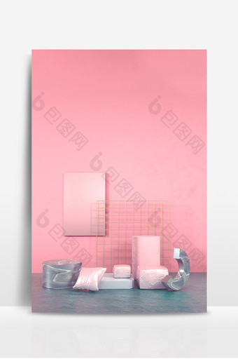 C4D粉色小清新高级孟菲斯色调装饰背景图片