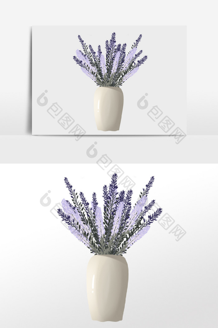 紫色薰衣草花瓶元素