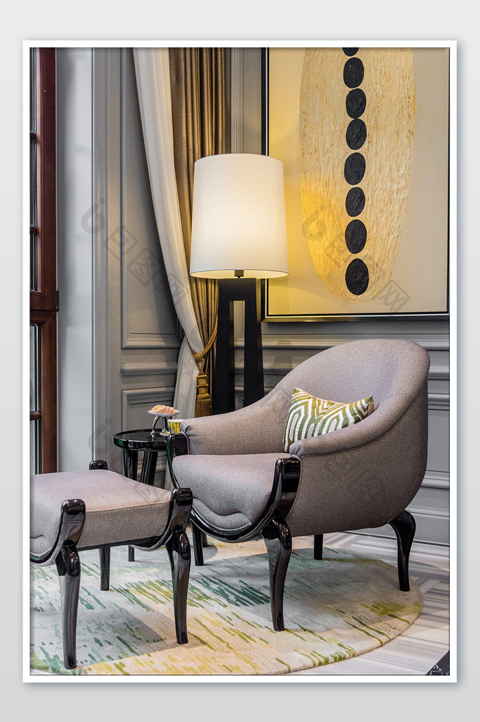 温馨典雅的客厅沙发软装特写摄影图