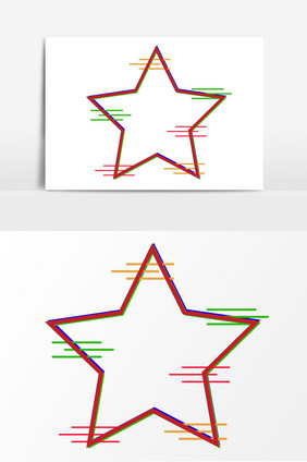 手绘五角星故障风边框元素
