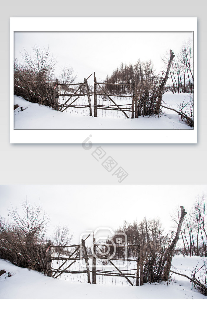 冬季农村栅栏摄影图片