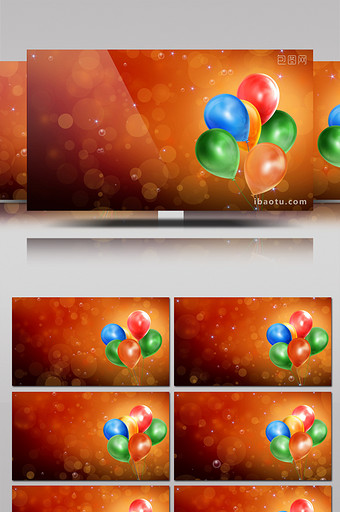 一串鲜艳的彩色气球背景循环视频素材图片