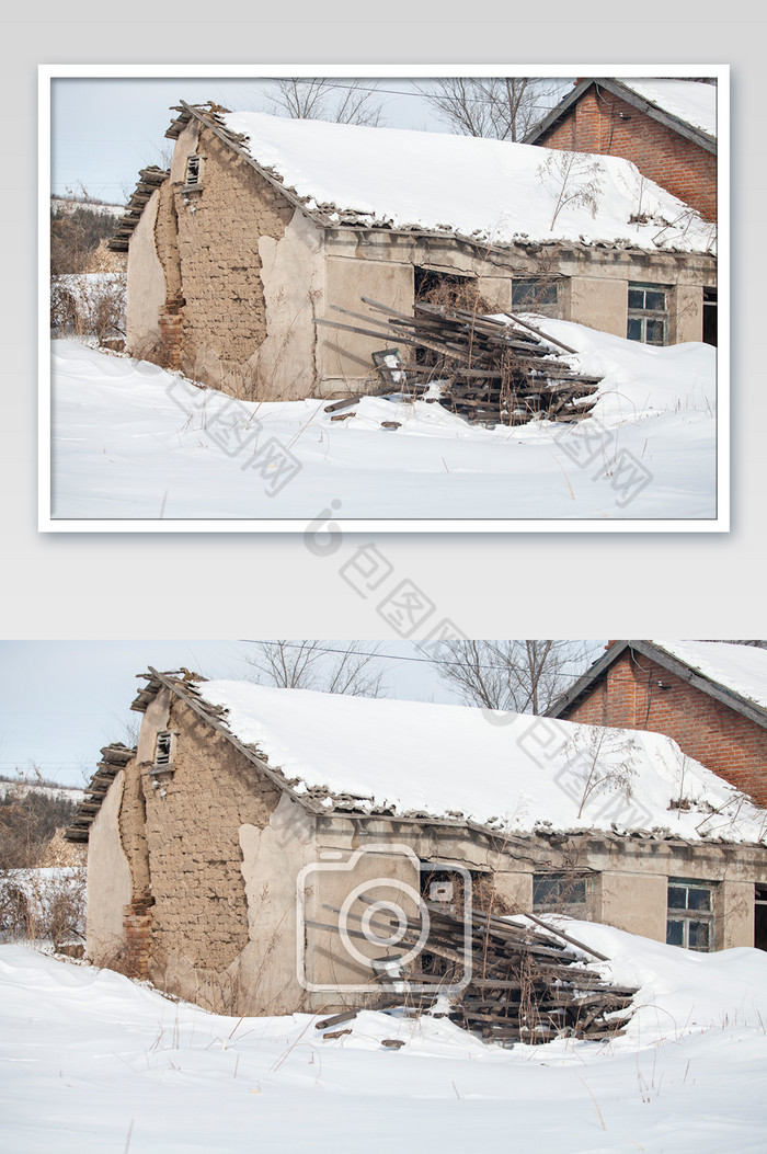 土房冰天雪地乡下图片