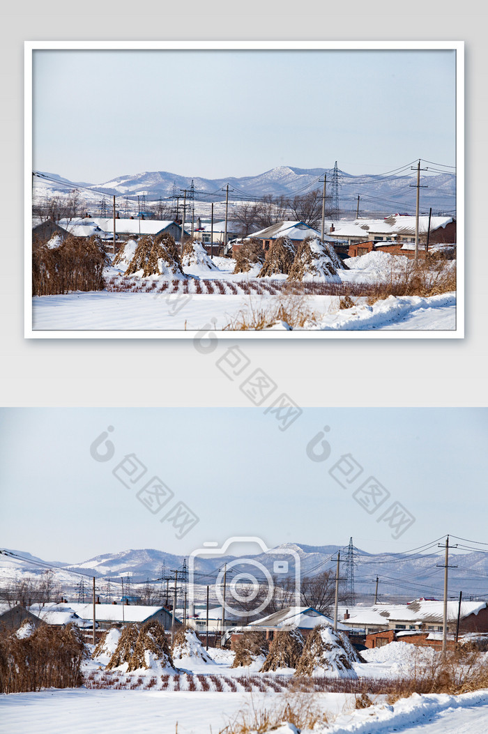 小山树木冰天雪地图片