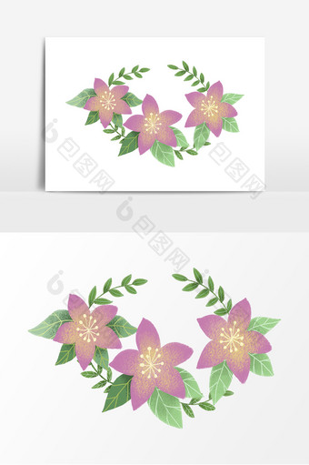 紫色花朵植物叶子花环图片