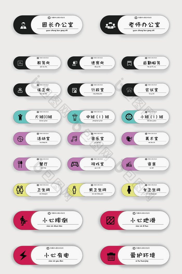 清新风格学校学院幼儿园区vi导视门牌