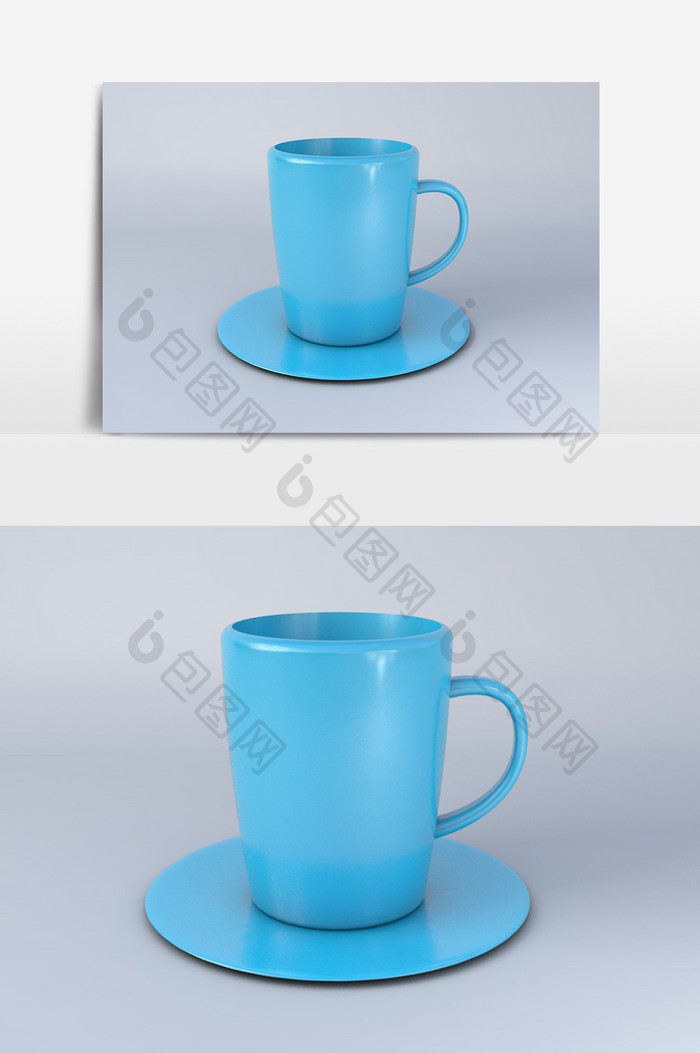 C4D蓝色咖啡杯3D模型下载