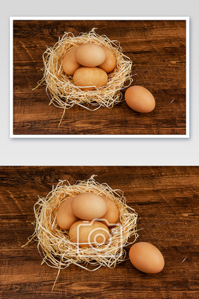 一窝农家鸡蛋摄影图片