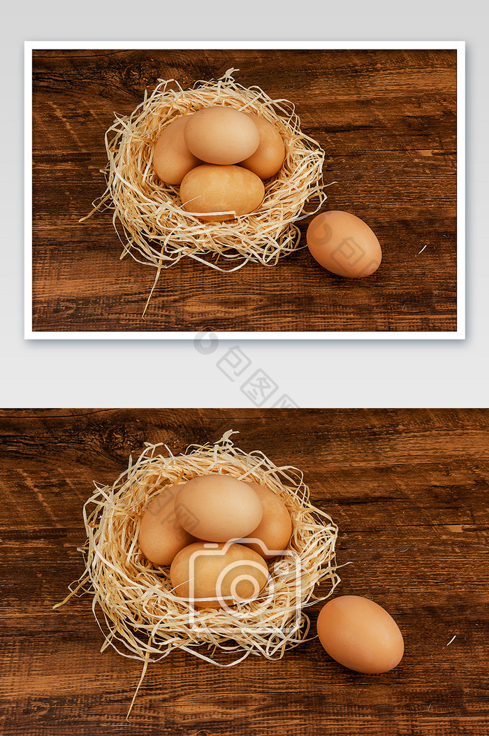 一窝农家鸡蛋摄影图片